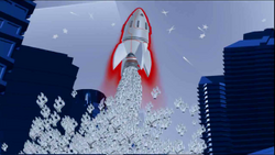 Jetix's Mascot "J" as a Rocket.