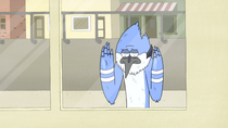 S5E01.009 Mordecai Sadly Looking Through the Window