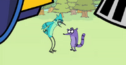 Aparición de Mordecai y Rigby en "Guerreros Shogun Normales"
