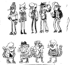 Encontrado en el tumblr de Calvin Wong. En algunos diseños se pueden ver los trajes cool que Mordecai y Rigby usan en el episodio.