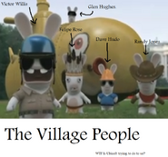 The Village Rabbids (Cop Rabbid, Native American Rabbid, Builder Rabbid and Bikerider Rabbid)