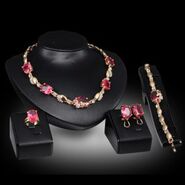 Pink Crystal Oval Necklace