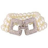 Rhinestoned Pearl Geometric Bracele