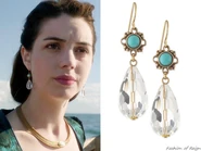 Stephen Dweck Turquoise Flower & Natural Drop Earrings