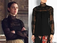 Alberta Ferretti Lace-Trimmed Silk-Chiffon Top