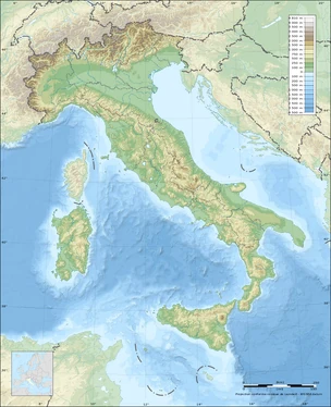 Topographic map of Italy