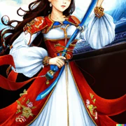 DALL·E 2022-10-14 11.51.59 - Highlord Katie Green wore an exquisiste battle dress decorated in red and white. The dress was made out of enhanced cloth that was stronger than steel