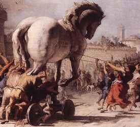Detail from The Procession of the Trojan Horse in Troy by Domenico Tiepolo (1773), inspired by 's 