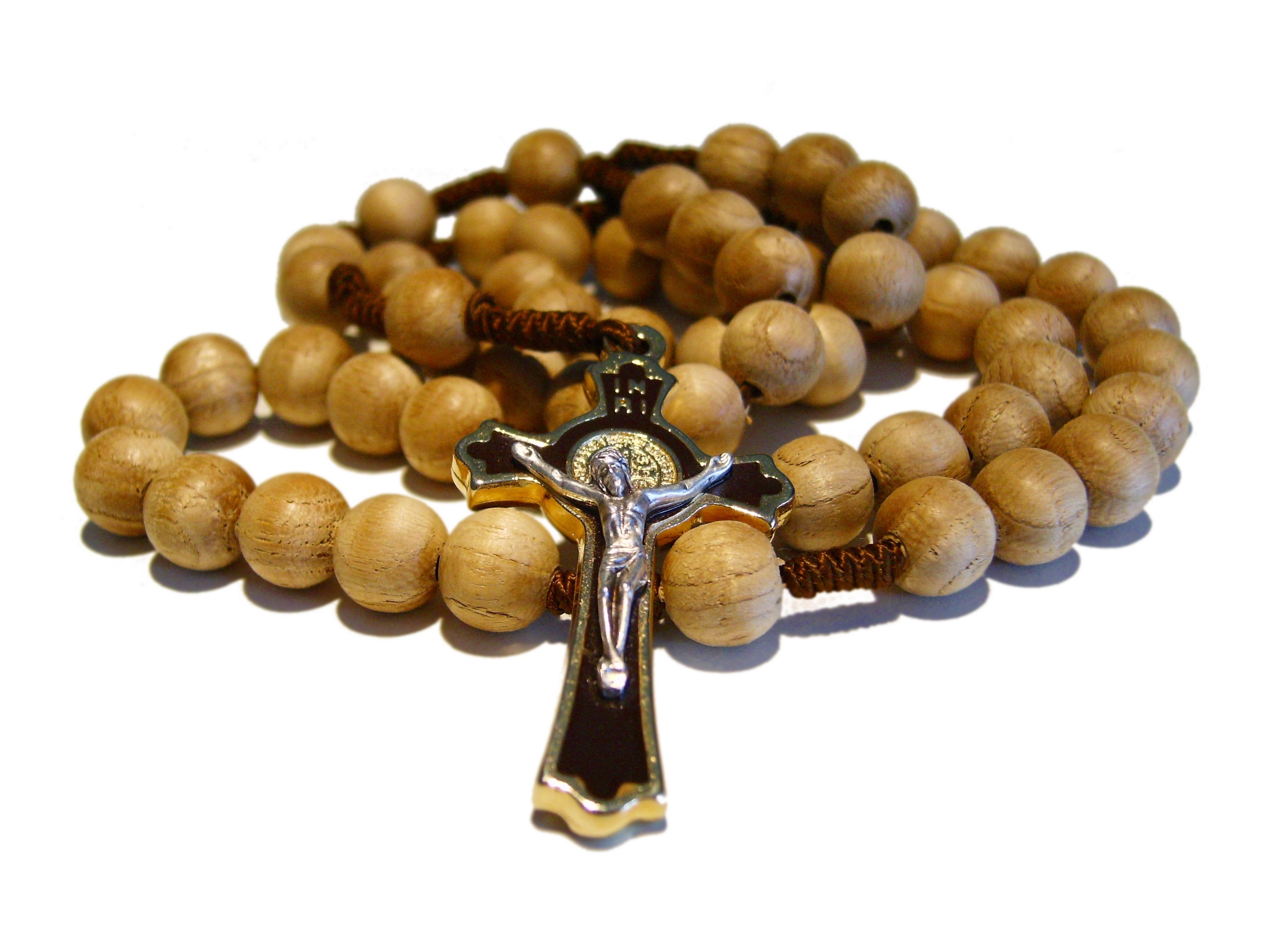 CB Mens Womens Light Olive Wood Prayer Finger Rosary Ring Catholic Devotional Gift 