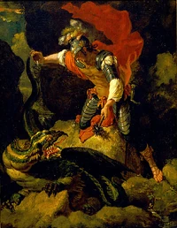 Jason Poisoning the Dragon, 17th century oil painting by Salvator Rosa.