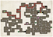 The yellow dot is Juniper, and the red line is the path from the camp gate. If you mess up any of the elevator puzzles, you can reset them at the camp gate.