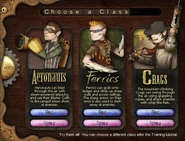 The class selection screen, which shows an Aeronaut on the left.