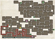 the red line is the path to Riverfang, and the blue line is the path of the river. Black squares are places where the river stops.