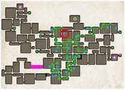   Click to enlarge & view arrows. Each blue dot on the map represents a  in that room. Notice that there is one  in the top left corner of the room behind the bridge (circled in red). That  is very easy to miss.