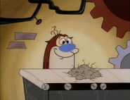 Stimpy produced a hairball.