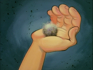 "A ball of lint! That'll do for him!"