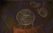 Painting of a SemiBot "eating" the world.