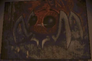 A deceased semibot with error written all over the head and spider-like legs supporting the head.