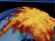 The simulation showing the lightning storm colliding when they reach Greenland