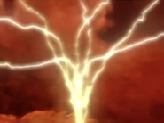 The lightning bolts zapping the giant lightning rod the Rescue Heroes and other Rescue Personals built