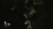 Leon has to shoot at the zombies in the doorway. The player can grab the 9mm Ammo.