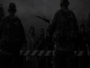 A security post defended by Marines near the infamous Raccoon city in 1998.