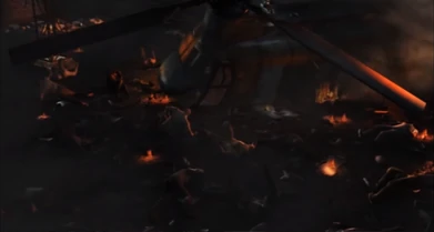 El helicóptero en ruinas