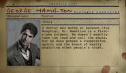 George's biography, as shown in the game manual.