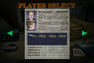 Wesker's selection screen (DC/PS2/GCN).