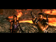 Chris and Sheva, after Wesker appears.