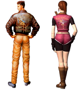 Original artwork of Chris and Claire wearing the design.