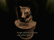 The tiger statue with both gemstones inserted.