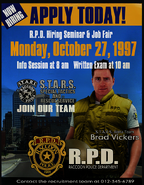 Pôster de recrutamento do R.P.D. de 1997 com Brad.