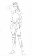 BIOHAZARD 1.5 concept artwork - Elza Walker early RPD outfit line art