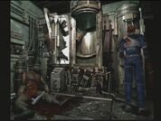 Dead U.S.S. soldier in the Raccoon City Underground Laboratory's B4F culture room