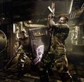 Tricell Security Guards, one is wielding an AK 74.