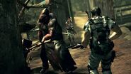 Chris and Sheva fighting the Executioner Majini