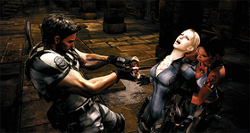 Chris and Sheva release Jill from Wesker control
