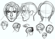 Facial sketches of Leon's final appearance from the Resident Evil 2 (PC/Dreamcast) Gallery.