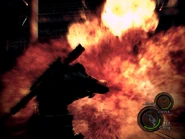 Hangar (24).jpg (170 KB) Shooting the RPG Rocket, will cause Wesker to briefly stunned.