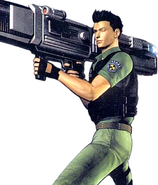 Chris Redfield aiming the linear launcher