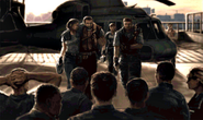 Brad (far right), shown returning from the Mansion Incident, in an unused intro scene.