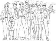 RE2DC Gallery RE15 cast.png (66 KB) Leon with the cast of the prototype (pre-November 1996 build) from the Resident Evil 2 (PC/Dreamcast) Gallery.
