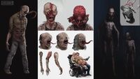 Boceto de transformación de zombi a Licker en Resident Evil 2