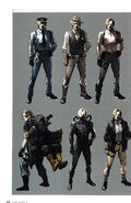 Unused costume concepts for Leon shown in the Resident Evil 6 Artworks book.