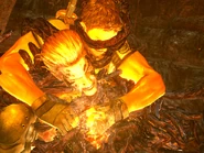 Chris restraining Wesker.