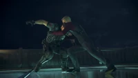 Chris et Glenn se battent, sur le toit d'un gratte-ciel.