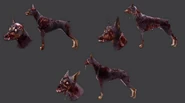 Concept art di un cane zombi in Resident Evil: Operation Raccoon City.
