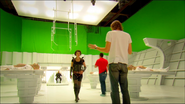 Director Paul W.S. Anderson and actress Milla Jovovich preparing for a scene on Arcadia.