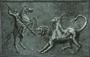 Artwork of the relief as shown in Resident Evil Archives II.